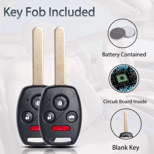 Vista 3 de Llavero de entrada sin llave compatible con Honda Civic 2006 2007 2008 2009 2010 2011 2012 2013 Control remoto llave de cabeza de repuesto