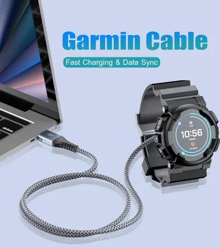 Vista 2 de Garmin - Cable cargador de reloj [2 unidades, 6.6 pies] compatible con Garmin Fenix 5 5S 5X 6 6S 6X Plus Pro 7 7S 7X, Forerunner 945 45 45S 245