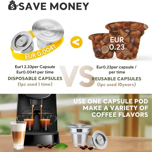 Vista 4 de 2 cápsulas de café reutilizables de acero inoxidable compatibles con L'OR Barista LM8012/60, cápsulas de café recargables de metal L'or Espresso