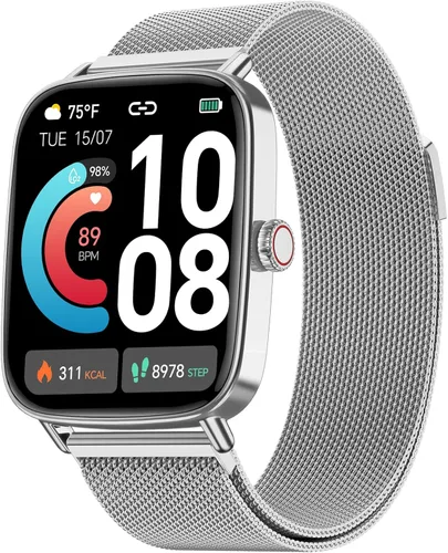 Vista 9 de Reloj inteligente para mujeres, reloj inteligente HD de 1.85 pulgadas, compatible con iPhone/Samsung/Android (respuesta/hacer llamadas), más de 100