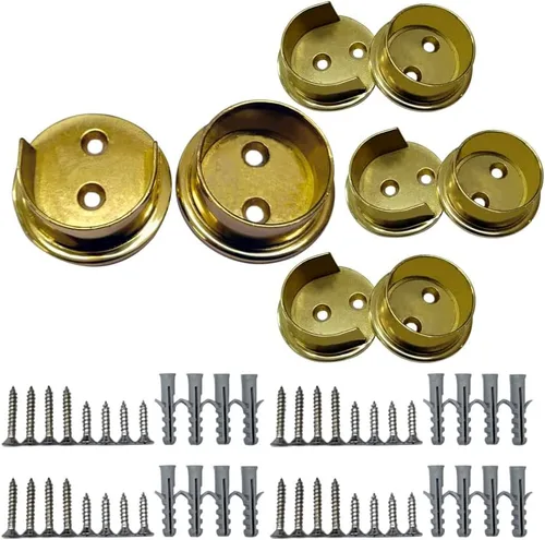 Vista 14 de QCAA Juego de soportes de barra de armario de metal sólido resistente, 1-3/8'', blanco mate, 4 pares, fabricado en Taiwán