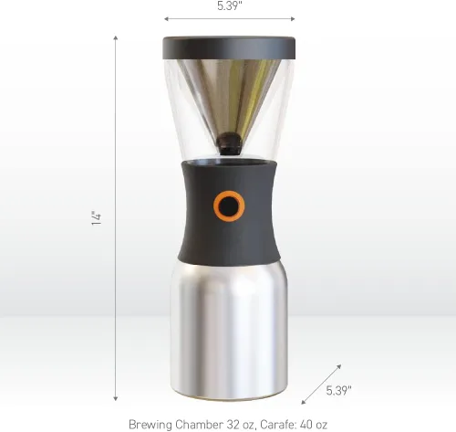 Vista 6 de asobu Coldbrew - Cafetera portátil con aislamiento al vacío de acero inoxidable de 1 litro, jarra de 18/8 sin BPA (rosa en polvo)