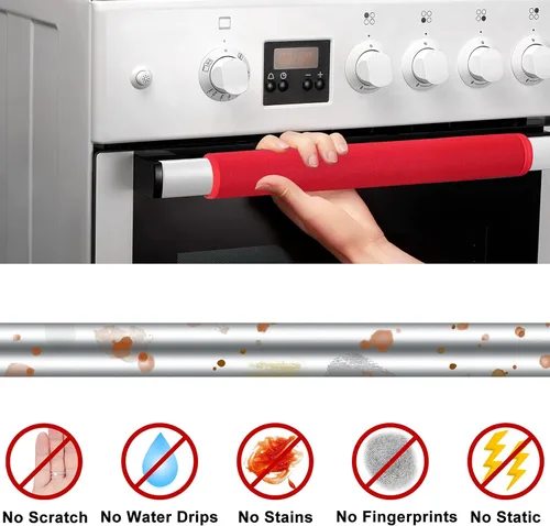 Vista 3 de Juego de 6 fundas para manija de puerta de refrigerador, lavables, manijas decorativas para electrodomésticos de cocina, nevera, horno, microondas