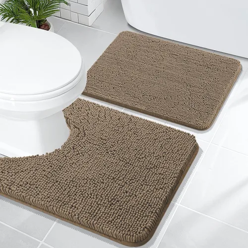 Vista 175 de OLANLY Juego de 2 alfombras de baño de felpilla suave y absorbente, antideslizantes, de secado rápido, lavables a máquina, accesorios de decoración