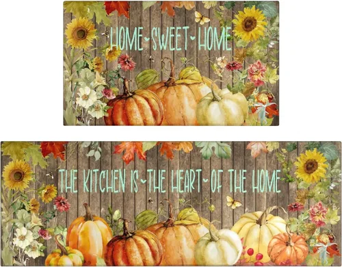 Vista 30 de Juego de 2 alfombras y tapetes de cocina de Pascua, diseño de primavera con texto en inglés «Hello My Peeps», diseño de conejito de pollito