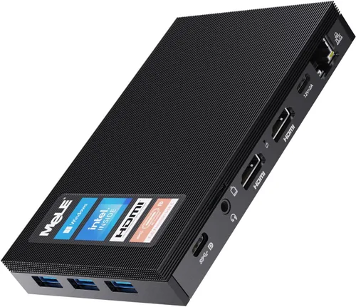 Vista 10 de MeLE QuieterDL Mini PC sin ventilador 2.5Gb Dual LAN Alder Lake N100(hasta 3.4GHz) 4GB RAM 128GB Almacenamiento Windows 11 Home Micro PC Factor