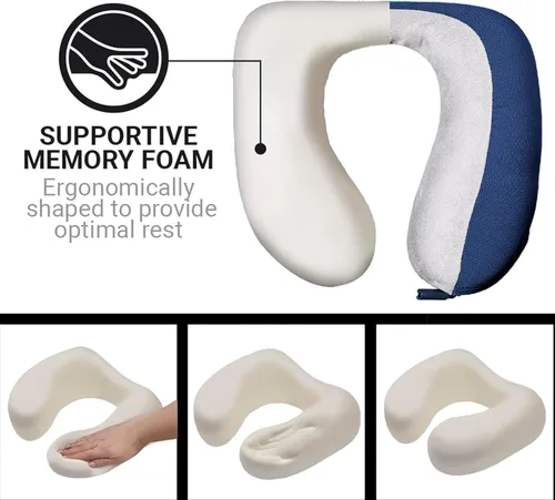 Vista 5 de American Dreamer, almohada de viaje de lujo, cómoda almohada de espuma viscoelástica para el cuello para un sueño ininterrumpido, ideal para avión