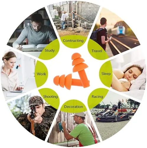 Vista 7 de Tapones de silicona para los oídos para dormir, 12 pares suaves, impermeables, con cancelación de ruido, tapones para los oídos, impermeables