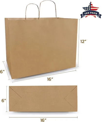 Vista 47 de Qutuus Bolsas de regalo de estraza grandes con asas, 25 bolsas de regalo de 10 x 5 x 13 pulgadas, bolsas de papel kraft reutilizables para compras