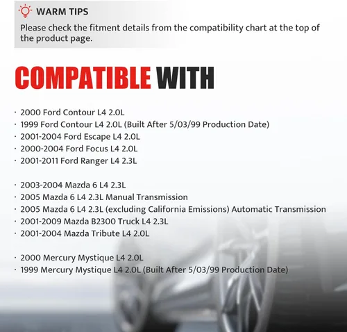 Vista 3 de Paquete de bobinas de encendido compatible con 2.0L 2.3L Ford Focus Ranger Escape Contour Mazda 6 B2300 Tribute Mercury Mystique 2000 2001 2002 2003