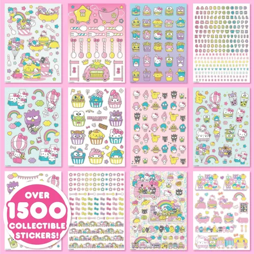 Vista 4 de Sanrio Hello Kitty y Amigos +1500 Pegatinas Súper Lindas Kawaii, Hello Kitty Chococat My Melody Keroppi Badtz-Maru Pompompurin, Regalos Lindos