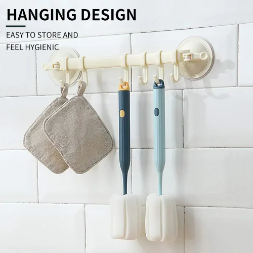 Vista 4 de Cepillo suave para botellas, 2 cepillos de esponja suave y fácil de limpiar, el cepillo de esponja para biberón puede eliminar eficazmente