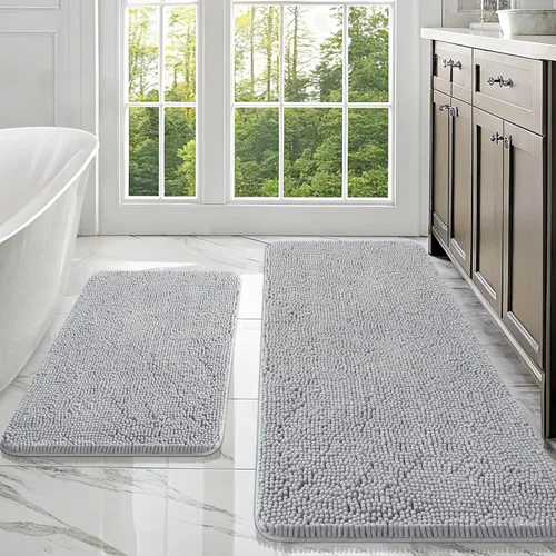 Vista 135 de OLANLY Juego de 2 alfombras de baño de felpilla suave y absorbente, antideslizantes, de secado rápido, lavables a máquina, accesorios de decoración