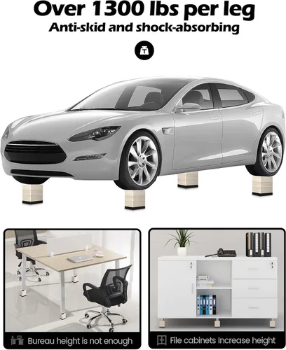 Vista 5 de Elevadores de Muebles, Tclouda Soportes para Cama/Sofá/Escritorio/Mesa/Patas de Silla/Refrigerador de 1.5, 3 y 4 Pulgadas, Bloques Ajustables