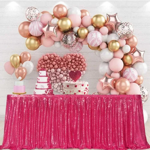 Vista 13 de PartyDelight Falda de mesa de lentejuelas doradas de 4 pies para mesa redonda/rectangular/cuadrada para fiesta de cumpleaños, boda, Navidad