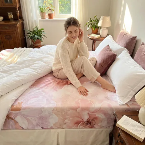 Vista 128 de YIYEA Sábana bajera ajustable de microfibra de doble cepillado de alta calidad, tamaño individual, sábana bajera ultra suave, encogimiento, Blanco