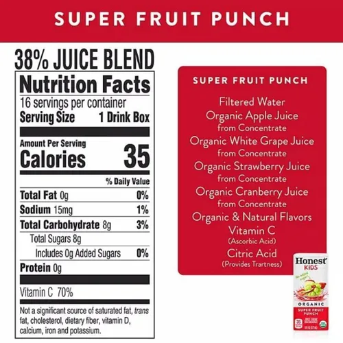Vista 4 de Honest Kid Assorted Organic Juice Drink Variety Pack, 6 Fl Oz, Pack of 38