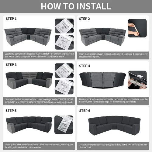 Vista 7 de Easy-Going - Funda 100% impermeable para sillón reclinable, fundas de sofá elásticas para sofás reclinables, funda de sofá seccional extra grande
