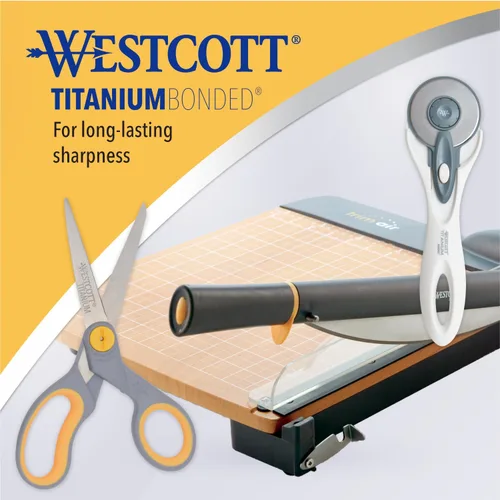 Vista 5 de Westcott - Tijeras de titanio de 8 pulgadas con deslizamiento ajustable y mango suave, paquete de 2 - Tijeras duraderas multiusos para oficina