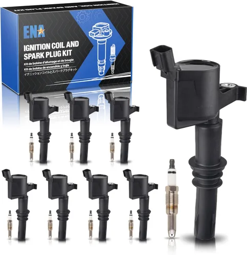 ENA - Juego de 8 bujías de platino y 8 bobinas de encendido compatibles con Ford F150, F-150 Expedition, F-250 Super Duty, F-350 Super Duty 8