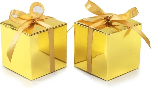 Vista 20 de COTOPHER 60 cajas de regalo pequeñas, cajas de regalo de 2 x 2 x 2 pulgadas, cajas de regalo de papel con cintas, caja de dulces para regalos