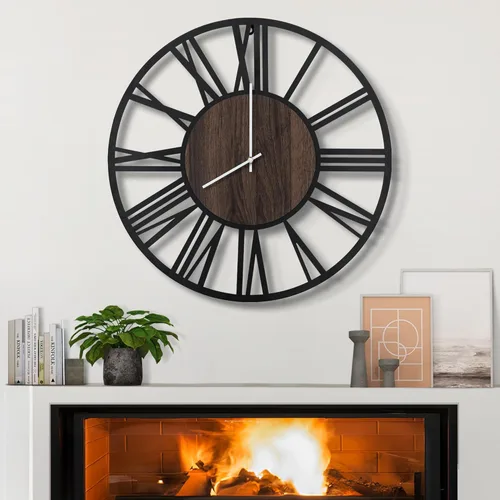 Vista 19 de LEIKE Relojes de Pared Grandes, Silenciosos, Sin Tictac, Funcionan con Baterías, Rústico Redondo Moderno Gran Reloj de Pared de Madera para Sala