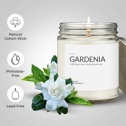 Vista 3 de 1OAK Gardenia Vela - Velas perfumadas de cera de soja - Vela Premium de larga duración vertida a mano (7 oz.)