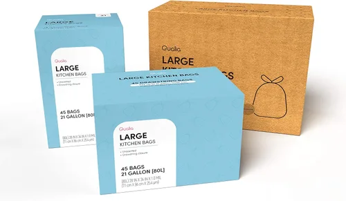 Vista 7 de QUALIAZERO CITRUS SCENTED - Bolsa de basura con cierre de cordón de 21 galones, resistente (cítrico, 45 bolsas), color blanco, (L10001)