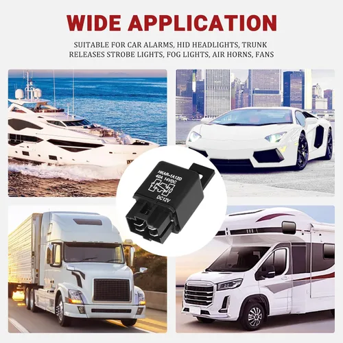 Vista 6 de Relé de 12 V 40 A para automóvil, barco, camión, relé de 4 pines SPST, ajuste universal, fusibles de automóvil, interruptor de relé de arranque