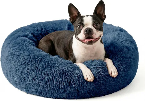 Vista 21 de Cama relajante de 30 pulgadas para perros medianos, color gris oscuro, cama lavable y antiansiedad