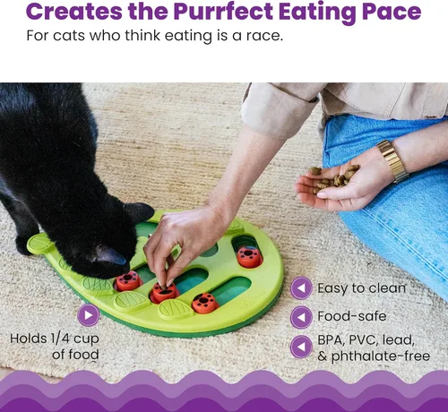 Vista 4 de Petstages rompecabezas interactivos para gatos, alimentador lento y juguetes dispensadores de bocadillos