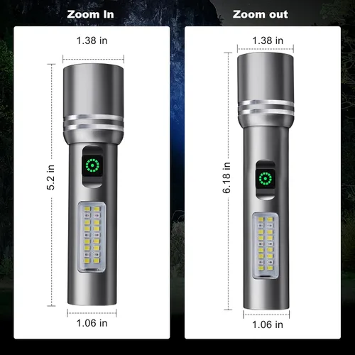 Vista 7 de Linterna recargable de alto lúmenes, 3000 lúmenes, linternas LED superbrillantes con 6 modos de luz, IPX6 impermeable, potente luz flash de mano