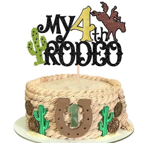 Vista 14 de 40 piezas de decoraciones para cupcakes de vaquera de doble cara con herradura, cactus, sombrero y bota, palillos para cupcakes, bola de discoteca