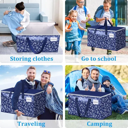 Vista 7 de HomeHacks Bolsas de mudanza, cajas de mudanza de tamaño extragrande, bolsas de equipaje resistentes con cremallera suave y asas resistentes, gran