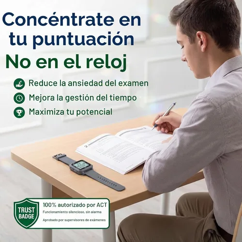 Vista 5 de Reloj silencioso aprobado por ACT para preparación de pruebas (estándar y extendido)