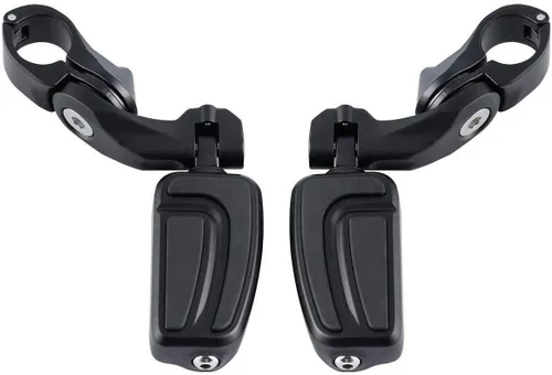 Vista 37 de Green-L Estriberas universales para motocicleta de 1 1/4 pulgadas con abrazadera en ángulo largo para Harley Touring Road King Street Glide Electra