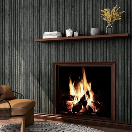 Vista 6 de LACHEERY Panel de Pared de Listones de Madera Negra de 160 X 24 Pulgadas Papel Tapiz Despegar y Pegar Panel de Madera 3D Papel Tapiz Despegar