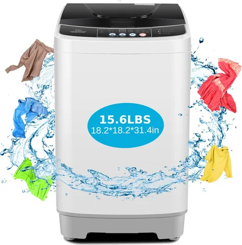 Nictemaw Lavadora portátil de capacidad de 15.6 libras, lavadora portátil con bomba de drenaje, 2.1 pies cúbicos, lavadora compacta completamente