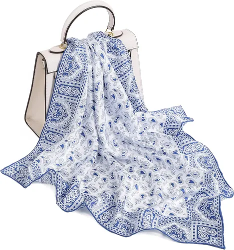 Vista 4 de STARWHISPER Bufanda de seda de morera 100% pura, 27 x 27 pulgadas, 0.551 in, bufanda cuadrada para mujer, con embalaje de regalo