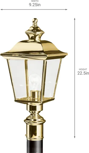 Vista 2 de Kichler 9913PB Bay Shore - Soporte de poste para exteriores, 1 luz, latón pulido