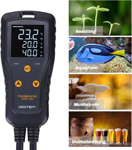 Vista 6 de DIGITEN DTC151 Termostato enchufable de controlador de temperatura 110V 15A, controlador digital de temperatura de salida para esterilla térmica