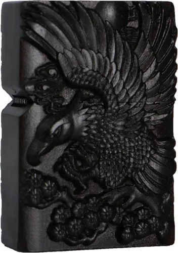 Vista 46 de Caja de carcasa de madera de ébano negro natural tallada para módulo Zippo (Serpiente Cobra)