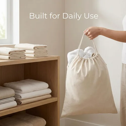 Vista 7 de Urban Villa Bolsa de lavandería 1 paquete de bolsa de lavandería extra grande de lona resistente, bolsas de lavandería de algodón natural, multiuso