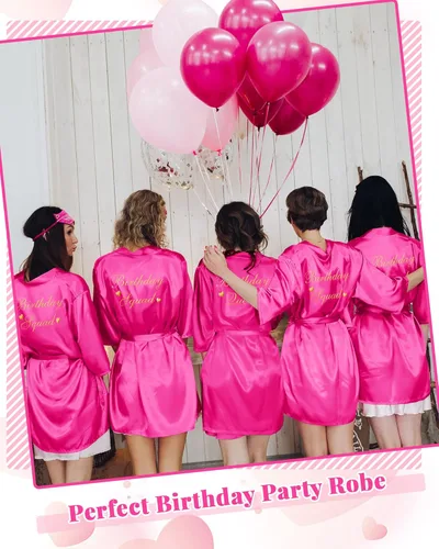Vista 6 de Bata de baño de 6 piezas para mujer, para cumpleaños, fiesta, Queen, spa, kimono, bata de spa, bata de dormir, fiesta, bata de seda