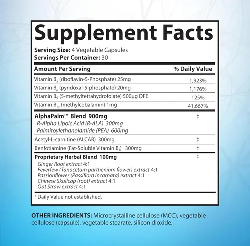 Vista 2 de SciatiEase Suplemento de Apoyo para la Salud del Nervio Ciático - Fórmula de Apoyo Nervioso con AlphaPalm, Guisante, Complejo de Vitamina B, Ácido