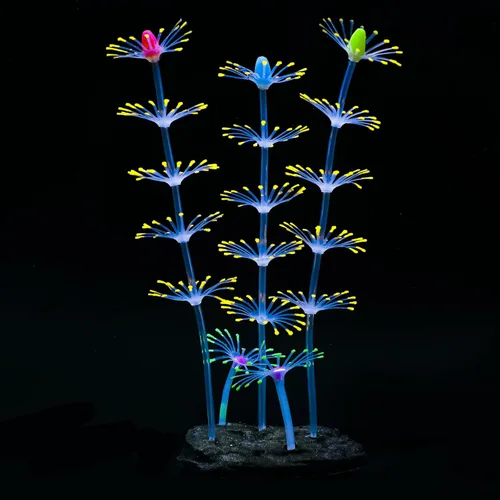 Vista 7 de Planta coral Uniclife, ornamento con efecto resplandeciente de silicona artificial, decoración para tanque de peces, acuario, paisaje, Verde