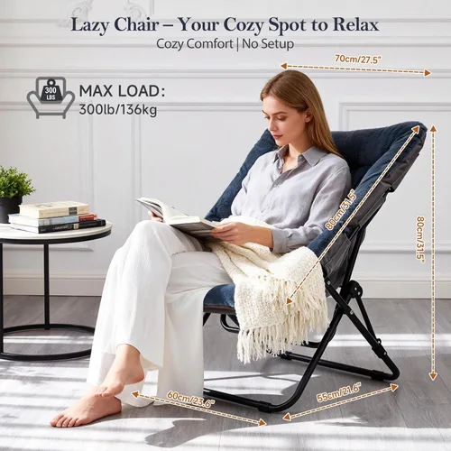 Vista 53 de Silla platillo, cómodas sillas de dormitorio, silla plegable de piel sintética de gran tamaño, silla plegable con marco de metal para sala de estar