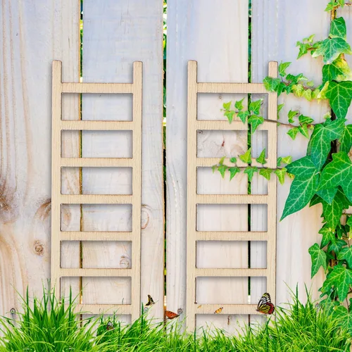 Vista 3 de Mini escalera de jardín de 2.36 x 0.78 pulgadas, accesorios de escalera miniatura de madera para decoración de casa de muñecas de paisaje, 20