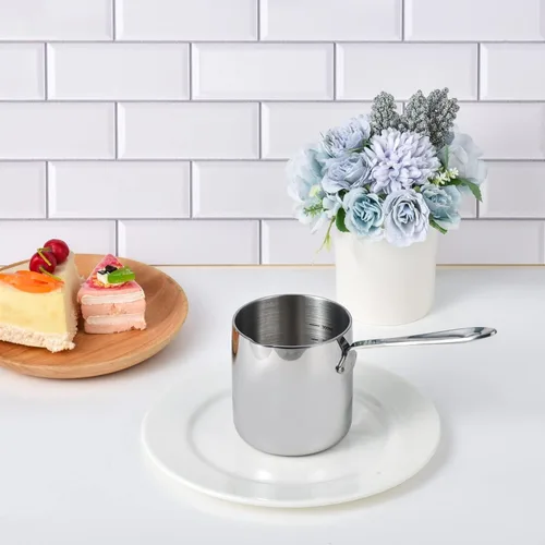 Vista 6 de IMEEA Calentador de mantequilla, olla de café turco, olla calentadora de leche, mini cacerola con boquilla de acero inoxidable 18/10 de tres capas