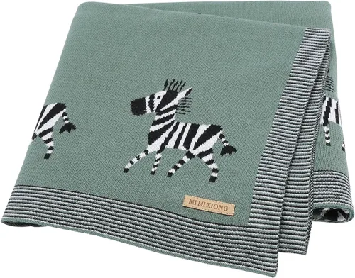 mimixiong Mantas de algodón 100% puro para bebé, manta suave para bebé, recién nacido, con linda cebra tamaño 30 x 40 pulgadas (verde, 40 x 30